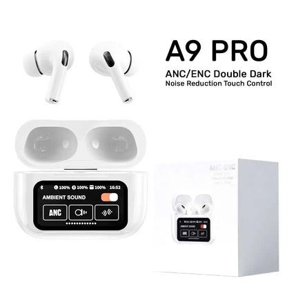 White A9 Pro ANC AirPods with Screen | Bluetooth 5.4