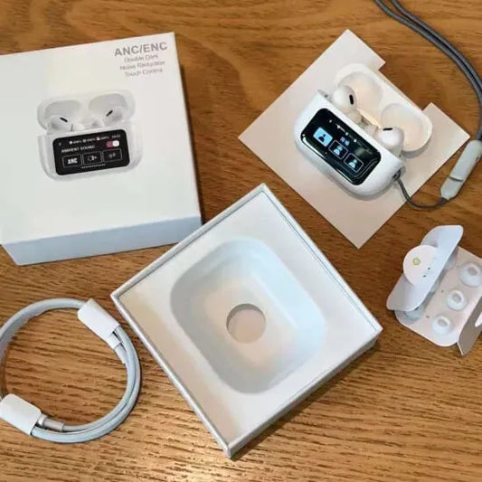 White A9 Pro ANC AirPods with Screen | Bluetooth 5.4