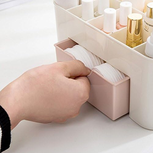 Pack of 2 Plastic Makeup Organizer | Make Up Brush Storage Box With Drawer | Desktop Cosmetics Storage Box Division | Office Desk Organiser | Stationery Storage Box