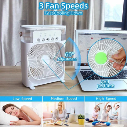 Portable Air Conditioner Fan | Usb Electric Fan With Led Night Light, Fine Mist Water, And Humidifier Function | Led Night Light Water Mist | Random Color