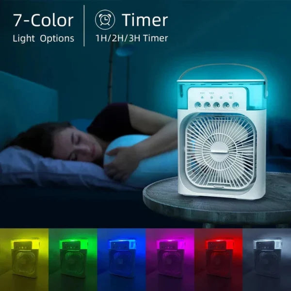 Portable Air Conditioner Fan | Usb Electric Fan With Led Night Light, Fine Mist Water, And Humidifier Function | Led Night Light Water Mist | Random Color