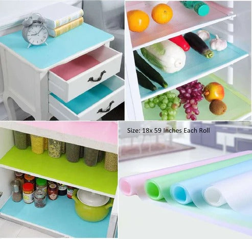 Pack of 2 Refrigerator, Table & Drawer Mats | Shelf Liners, Washable & Waterproof (Random Colors)