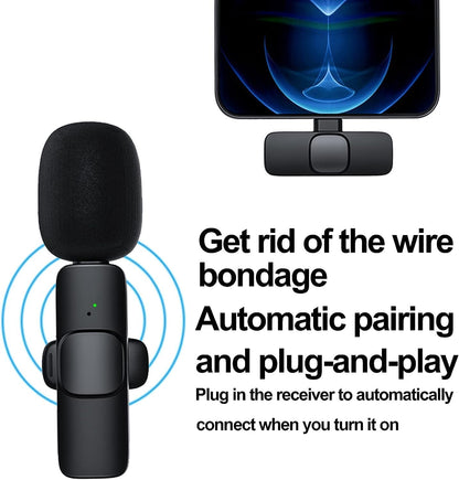 K9 Dual Wireless Lavalier Microphone | Plug & Play USB Type-C & iOS Mic with Auto Sync & Noise Reduction