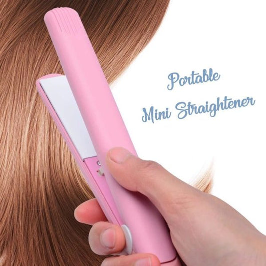 Mini Portable Ceramic Hair Straightener & Curler | Smooth, Silky, Frizz-Free Styling | Random Color