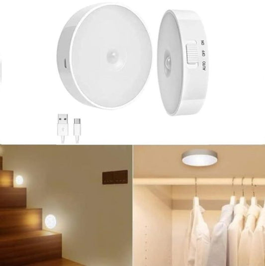 Pack of 2 Intelligent Motion Sensor LED Light - USB Rechargeable & Adjustable